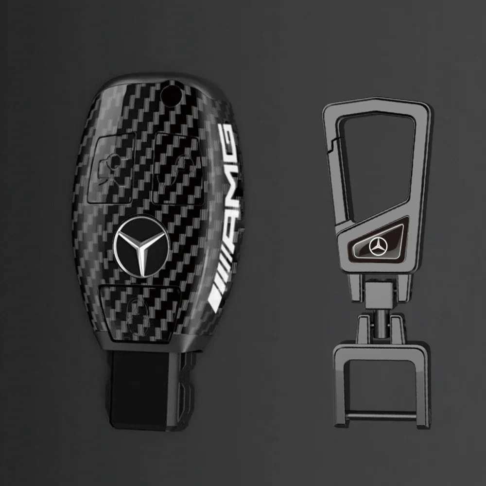 

Кольца для ключей из углеродного волокна ABS для Mercedes Benz AMG A B C E S Class W204 W205 W212 W176 GLC CLA W177 Чехол для ключей от автомобиля