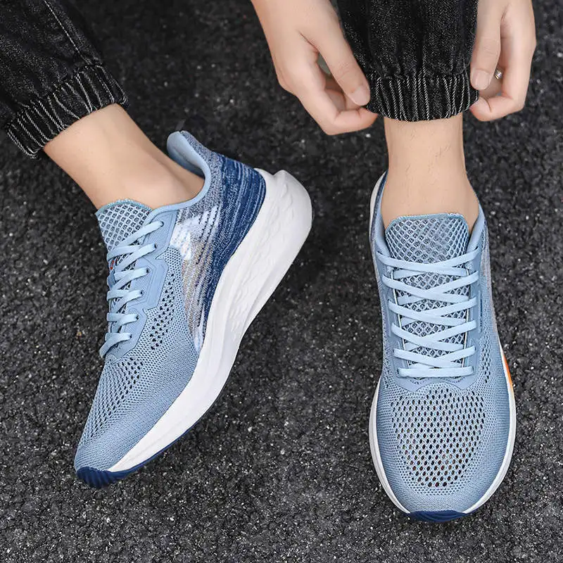 

Sneakers Men Breathable Outdoor Sport Shoes Lace Up Slip Resistant Men's Running Shoes 2021 Thick Bottom White Sports Shoes 49D