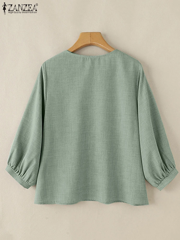 ZANZEA Женская туника с длинными пышными рукавами корейская мода свободные