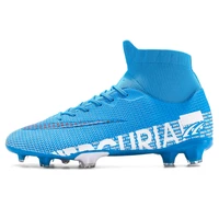 zhenzu outdoor men boys soccer shoes tffg football boots high ankle kids cleats training sport sneakers size 35 45