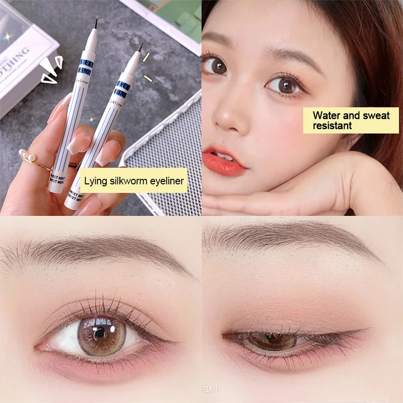

Long Lasting Eye Liner Lying Silkworm Eyeliner Pen Ultra-fine Pen Tip Natural Light Brown Eyeliner Smudge-Proof Eyes Makeup Tool