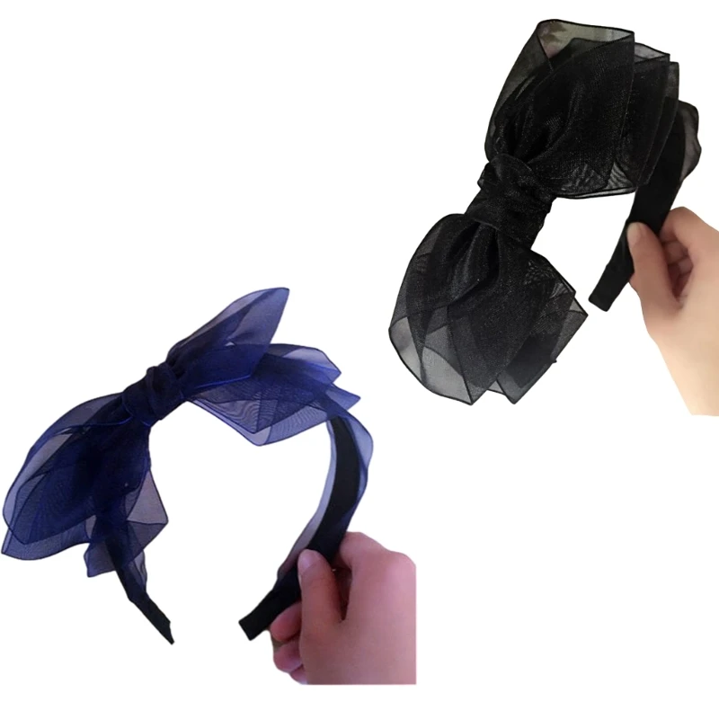 

652F кружевная повязка на голову с бантом в винтажном французском стиле, большой галстук-бабочка для волос, реквизит для ужина,