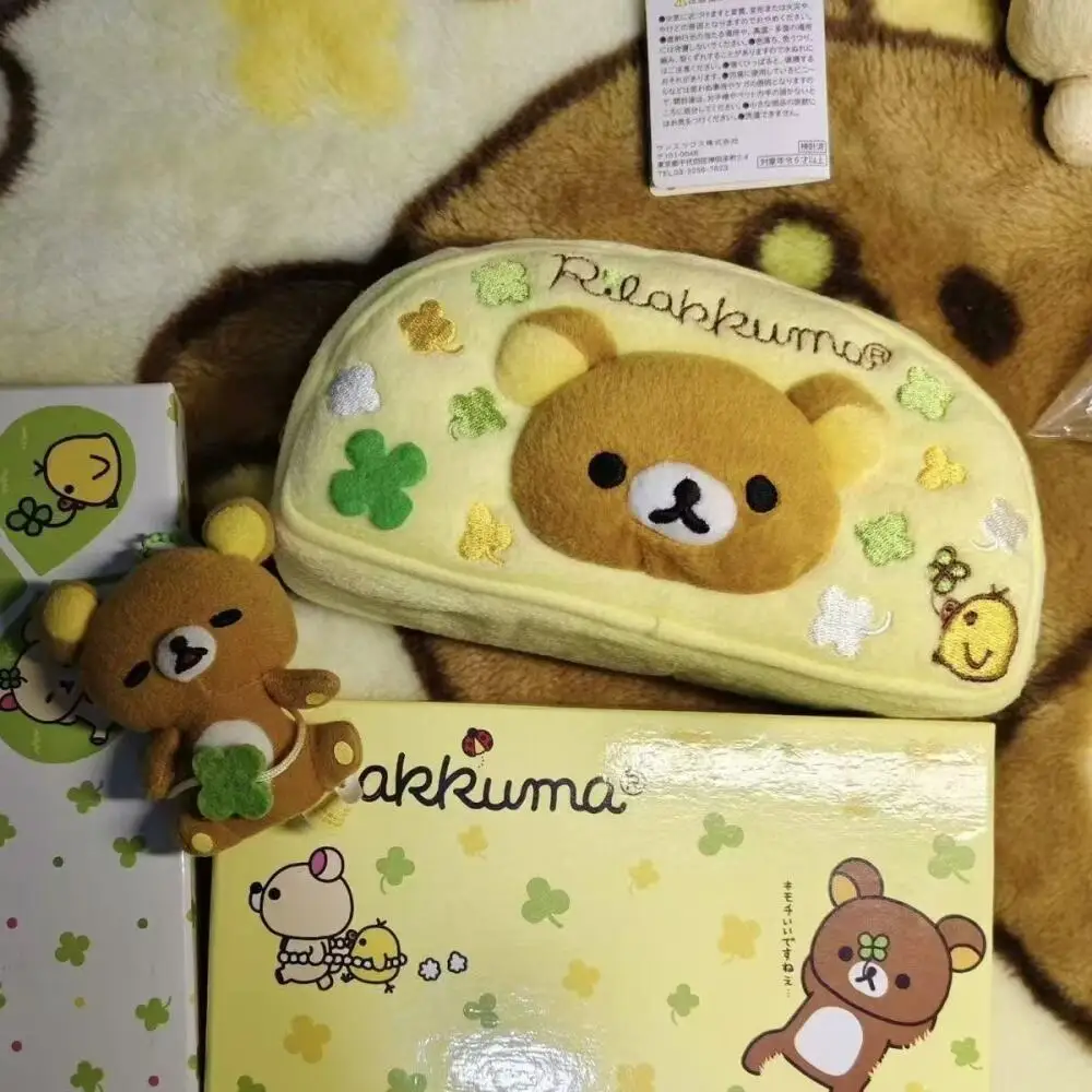 Фото Плюшевый пенал-косметичка Rilakkuma с четырехлистным клевером на молнии, однослойный, большой вместимости, подарок на праздник другу №3