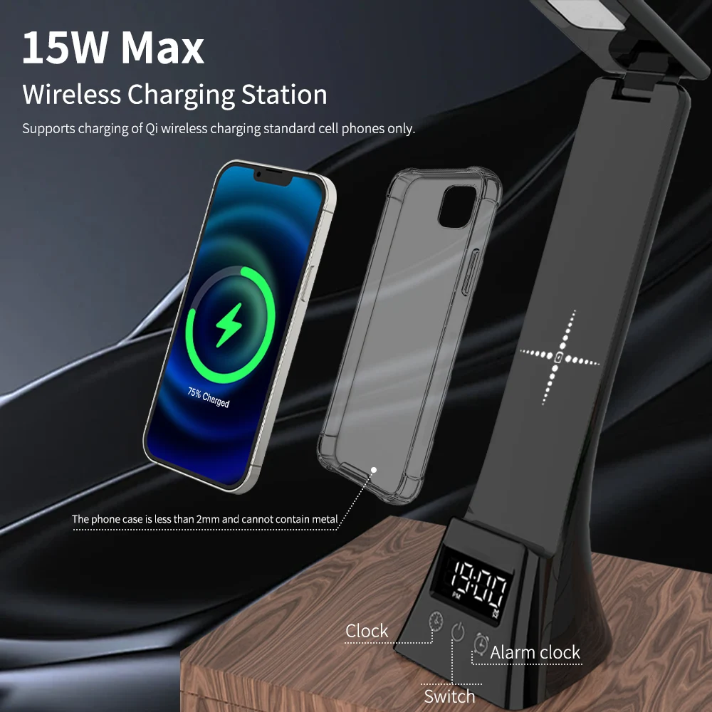 Настольная Светодиодная лампа с функцией беспроводного зарядного устройства 15