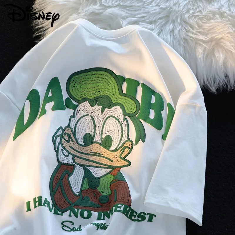 

Sunmmer Stitch Disney Oversized T-shirt Y2k Women Donald Duck White Crop Top Girl Harajuku Fashion Embroidery Kawaii Clothe 2023