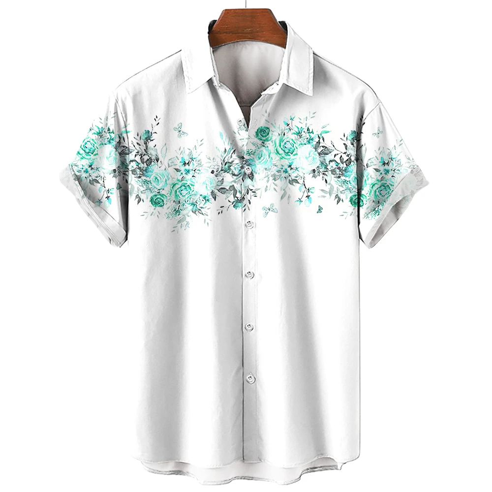 

Simple Hawaiian Men'S Shirt 3d Floral Print Men'S Clothing Daily Casual Short Sleeved Summer Street Tops Party Beach Sweatshirts