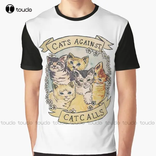 

Футболка с рисунком кошки против кота, звонки, оригинальная (смотрите V2 в моем магазине), футболки с графическим принтом на заказ, Подростков...