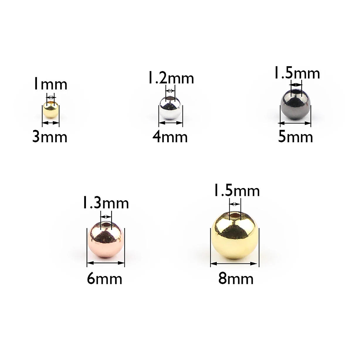3/4/5/6/8 мм свободные круглые медные бусины распорки розовый