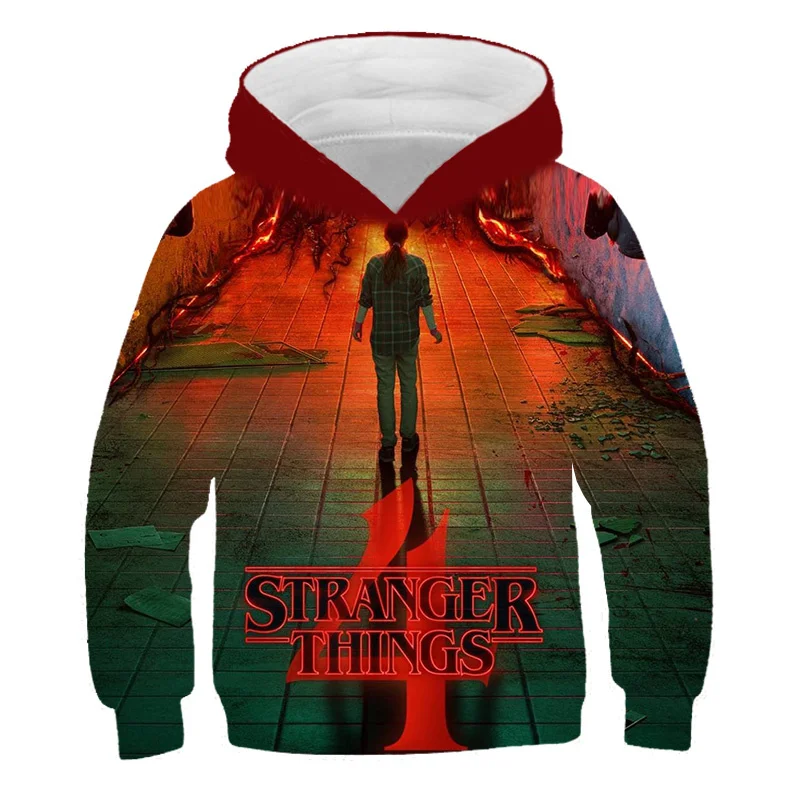 

Kids Stranger Things 4 Clothes Sweatshirts 2022 Spring Autumn Boys Girls Sweatshirts Children's Casual Hellfire Club Hooded Tops