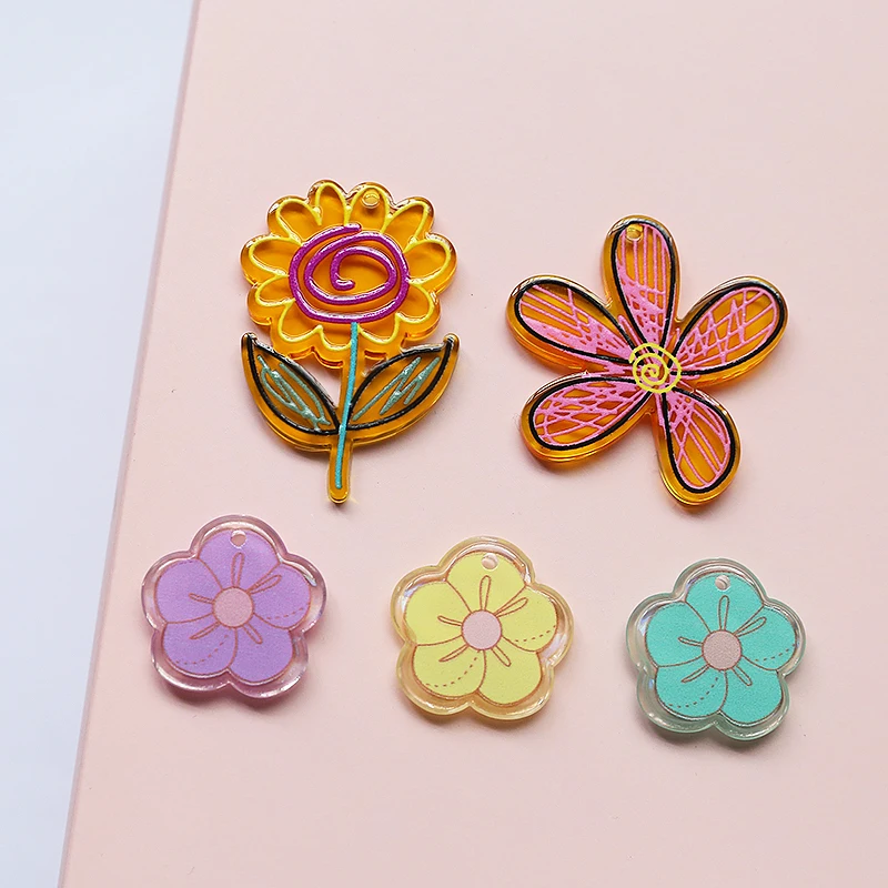 

1 шт. полупрозрачная ручная роспись ветер Подсолнух пятилепестковая Цветочная Подвеска Сделай Сам самодельные ювелирные изделия серьги за...