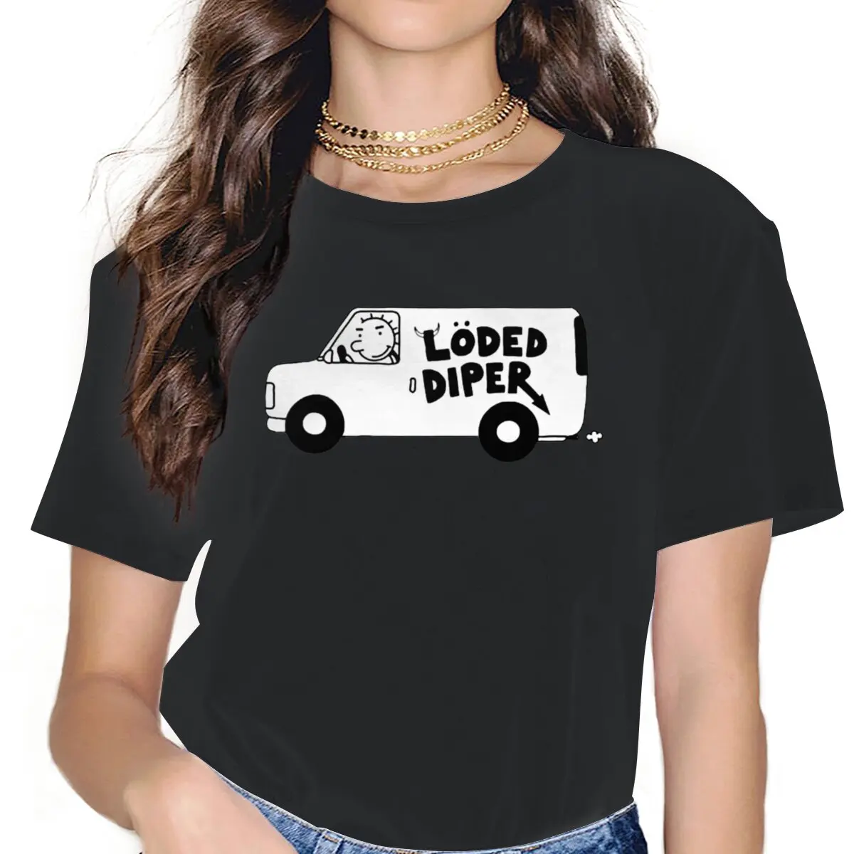 

Funny Car Female Shirts Loded Diper For Anyone Loose Vintage Women Tshirts Harajuku Casual Feminine Blusas