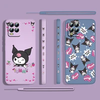 cartoon girl sanrio kuromi for oppo realme 50i 50a 9i 8 pro find x3 lite gt master a9 2020 liquid left rope phone case cover