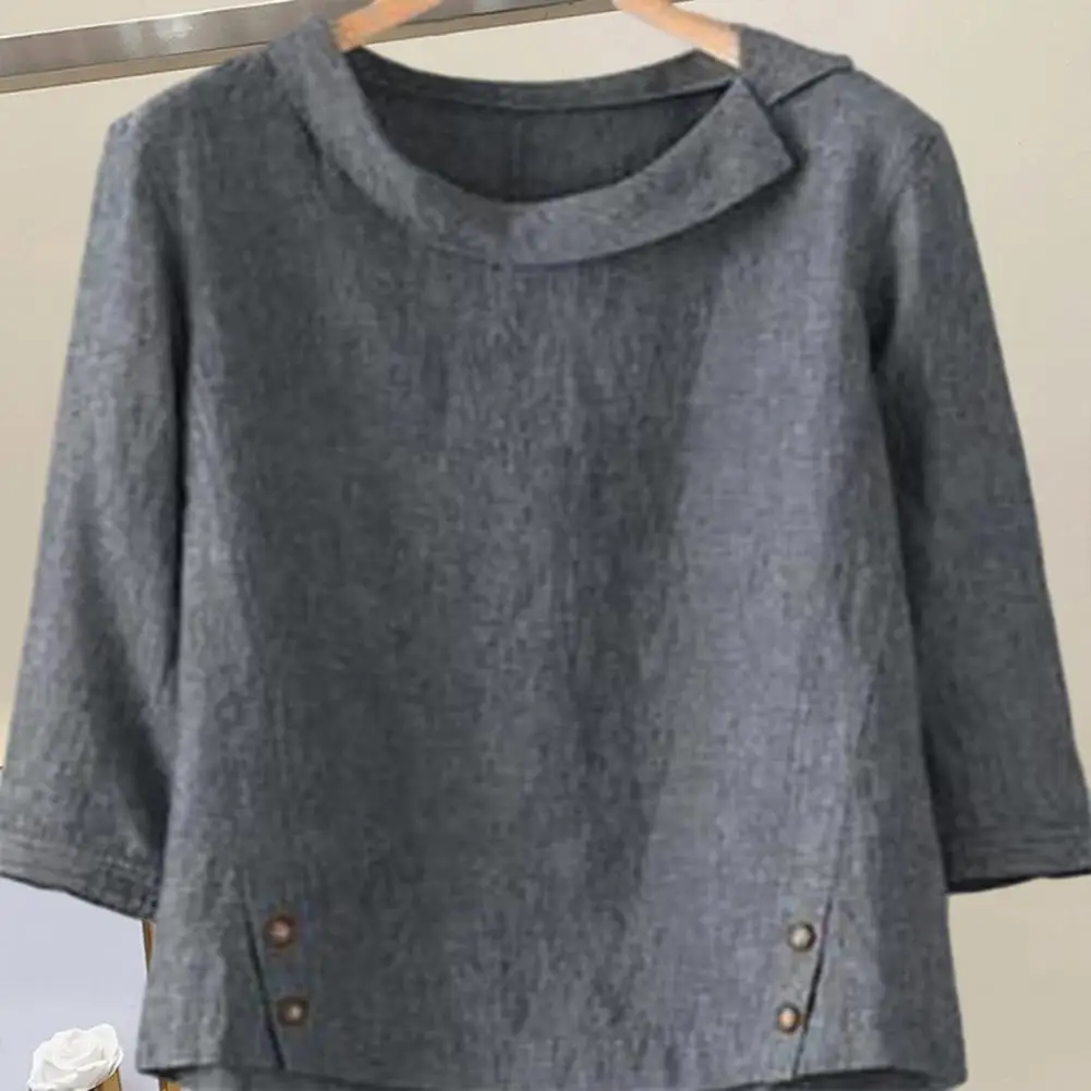 

Retro Shirt 3/4 Sleeves Pullover Tops Summer Oversized Vintage Shirt