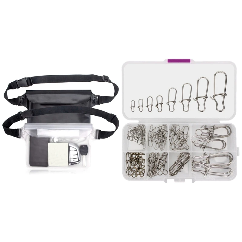 

1 Set Swivel Fishing Bait Connector Fishing Tackle Tool & 2 Pcs Waterproof Pouch Bag Case