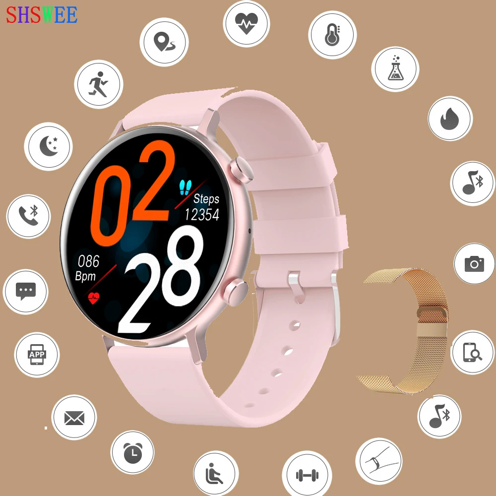 

SHSWEE NEW ECG+PPG Smart Watch Women Men Bluetooth Dial Call Full Touch Screen Blood Pressure Oxygen Smartwatch for Samsung +box