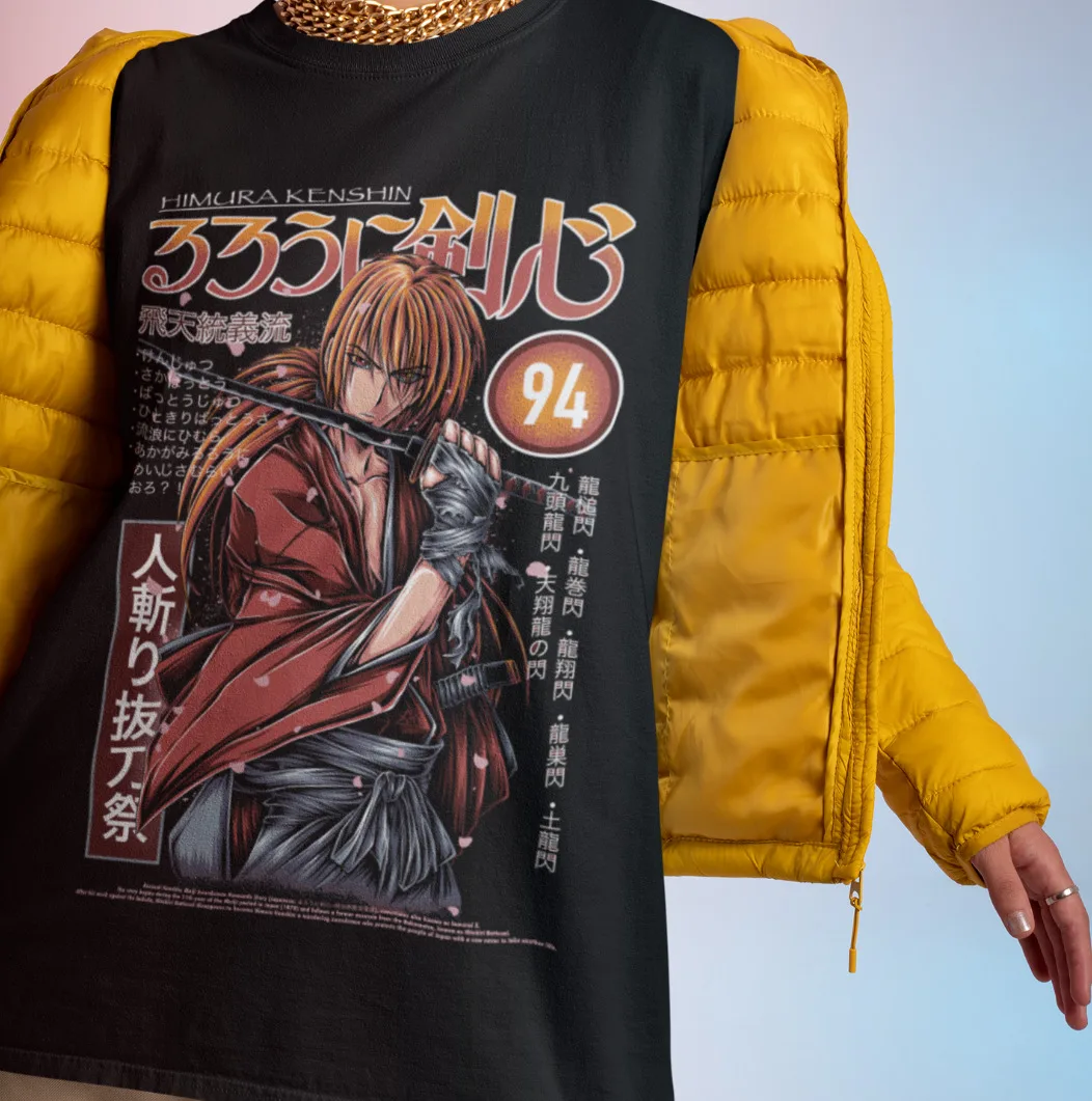 Rurouni Kenshin Аниме Рубашка Kaoru Kamiya Футболка Hiko Seijuro Tee Makoto
