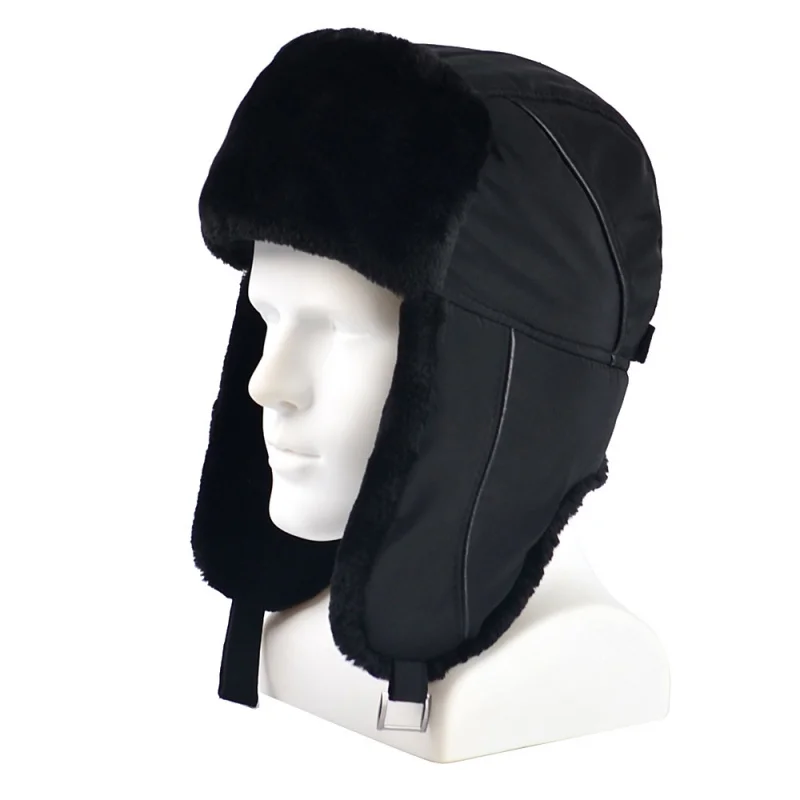 Мужская зимняя шапка из плотного хлопка на флисовой подкладке термобелье Lei Feng