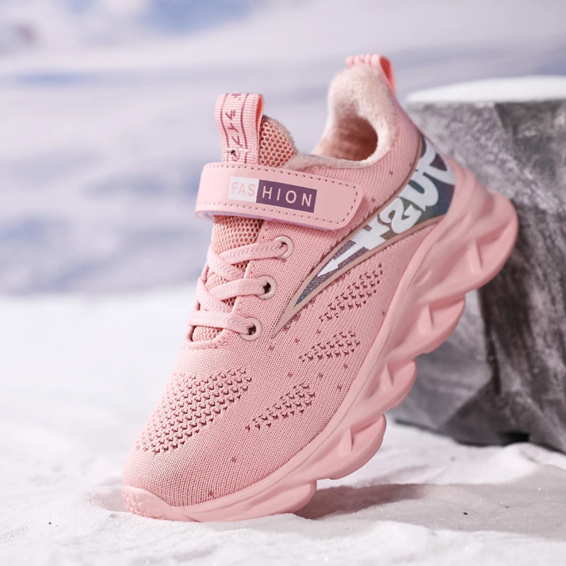 

Children Sneakers Winter Girls Running Shoes Warm Plush Winter Boots Comfortable Warm Winter Shoes Kid Pink Casual Sports Shoes