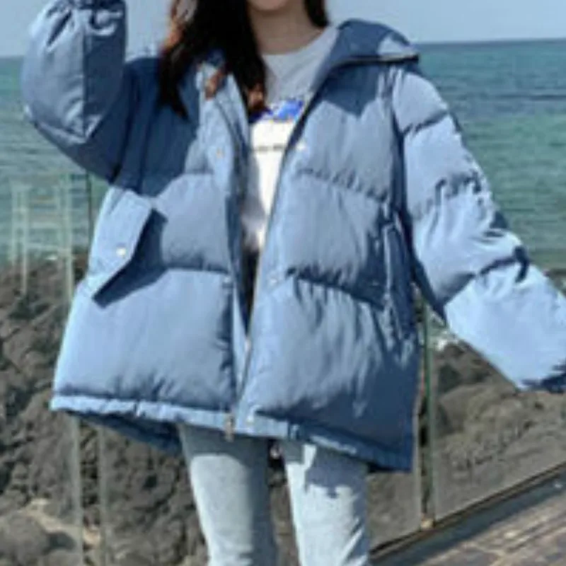 New Women Winter Coat Warmth Hooded Solid Jacket Down Cotton Short Loose Parkas Korean Female Casual Cotton-padded Outwear 2023