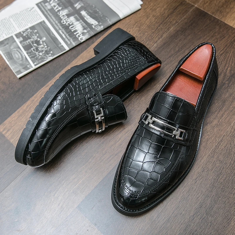 

Туфли мужские кожаные деловые, дизайнерские, на плоской подошве, круглый носок, клетчатая формальная Удобная офисная Классическая Повседневная брендовая Свадебная обувь
