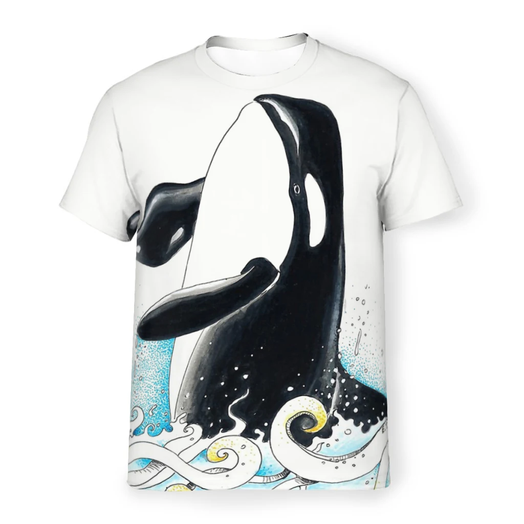 

Polyester TShirts Blackfish Marine Species The Relationship Orca Whale Tribal Tattoo Waves Personalize Men's Thin T Shirt
