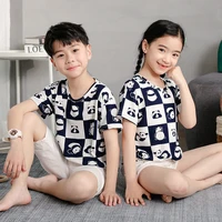 panda cute pattern childrens short sleeved t shirt boys and girls baby thin section top cartoon printing boys graphic tee