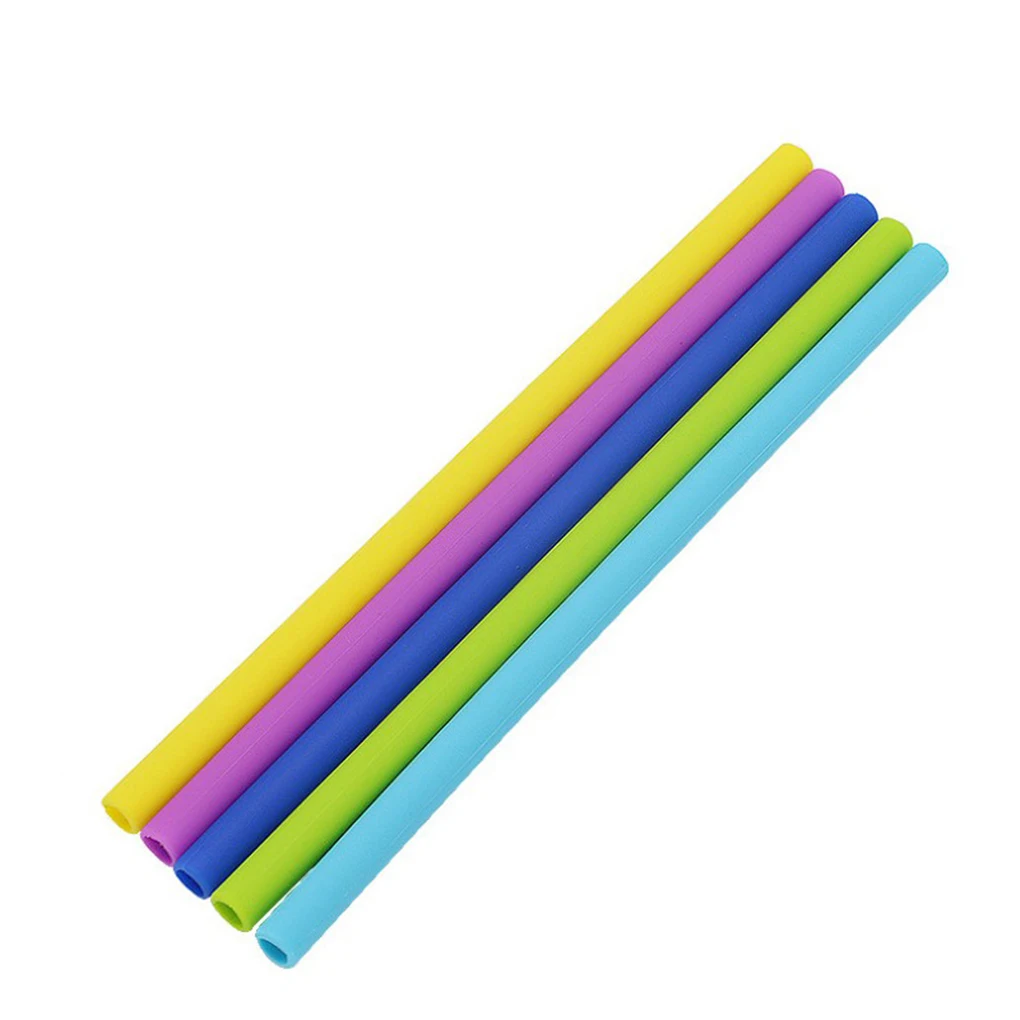 

6Pcs Reusable Silicone Drinking Straws Set, Long Flexible Straws with Cleaning Brushes for 20 oz Tumbler Bar Party Straws