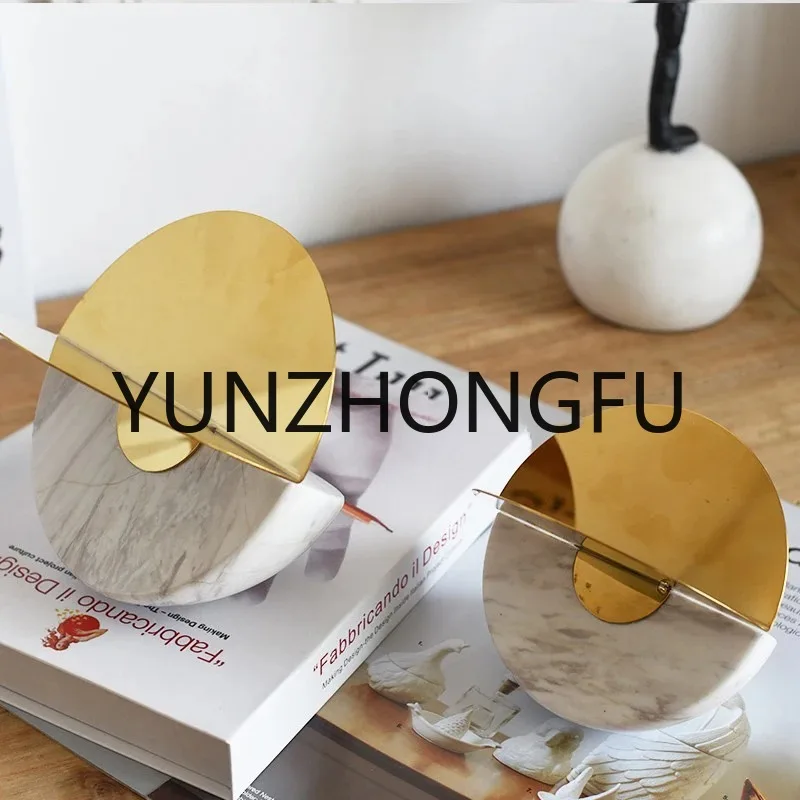 

Современное геометрическое полукруглое золото, искусство для комнаты, офиса, настольные металлические диски, мраморное украшение, домашние мягкие Аксессуары для декора