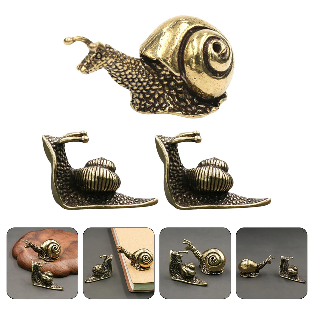 

3 Pcs Brass Snail Figurine Snail Ornament Patio Figurines House Ornaments Copper Snail Tea Pet Small Brass Snail