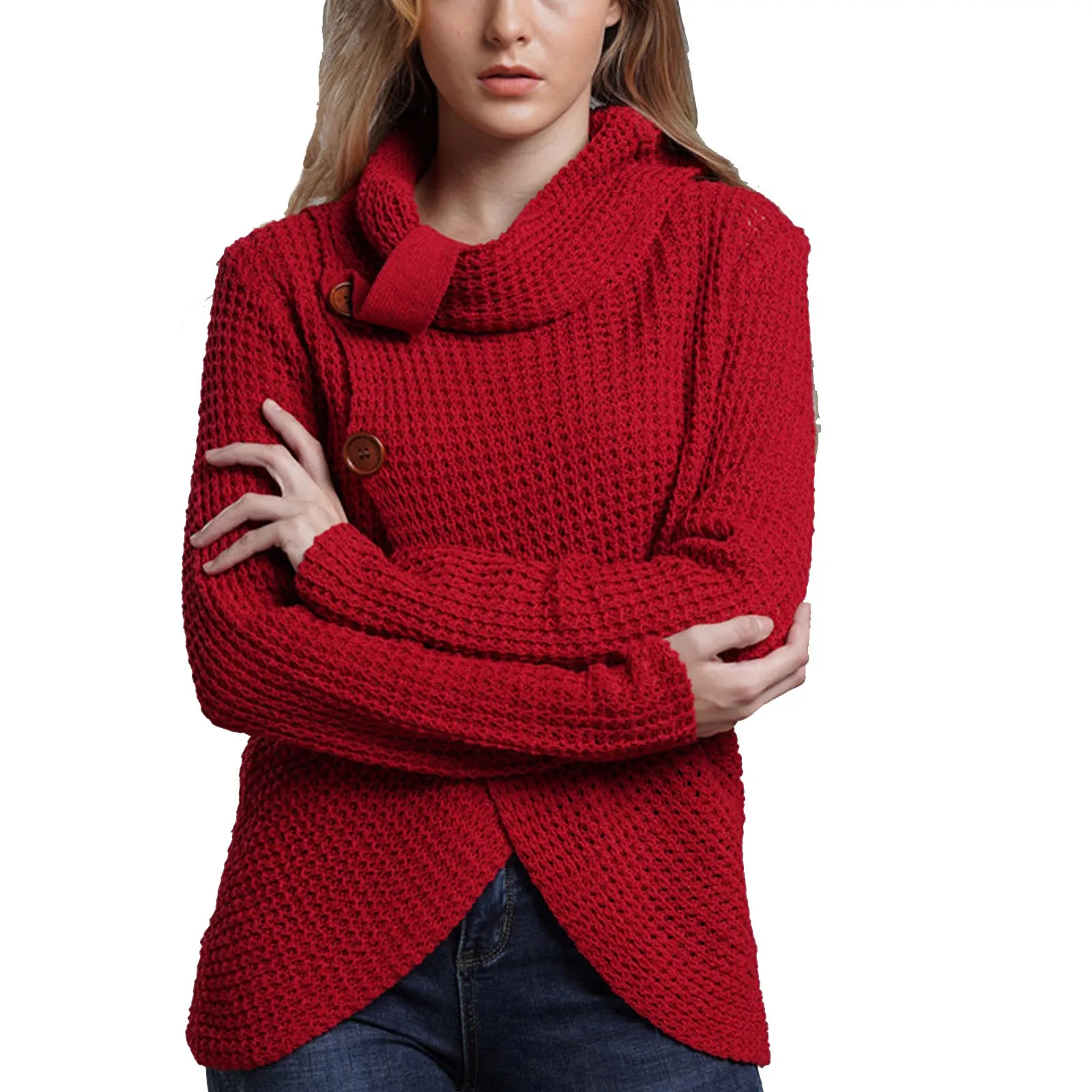

Women's Fashion Knit High Neck Long Sleeve Large Size Loose Sweater Roupas Femininas майка женская vetement femme woman 2022 New