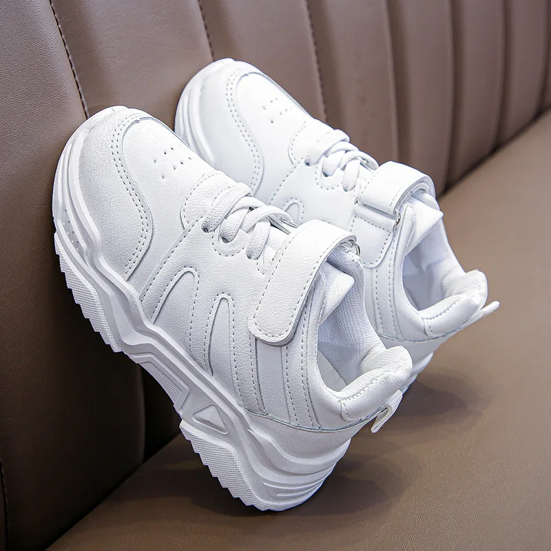 

Children White Platform Chunky Sneakers Teens Boys Soft Bottom TPR Running Shoes Tennis Girls Classic Sports Shoes 6-14Y Autumn