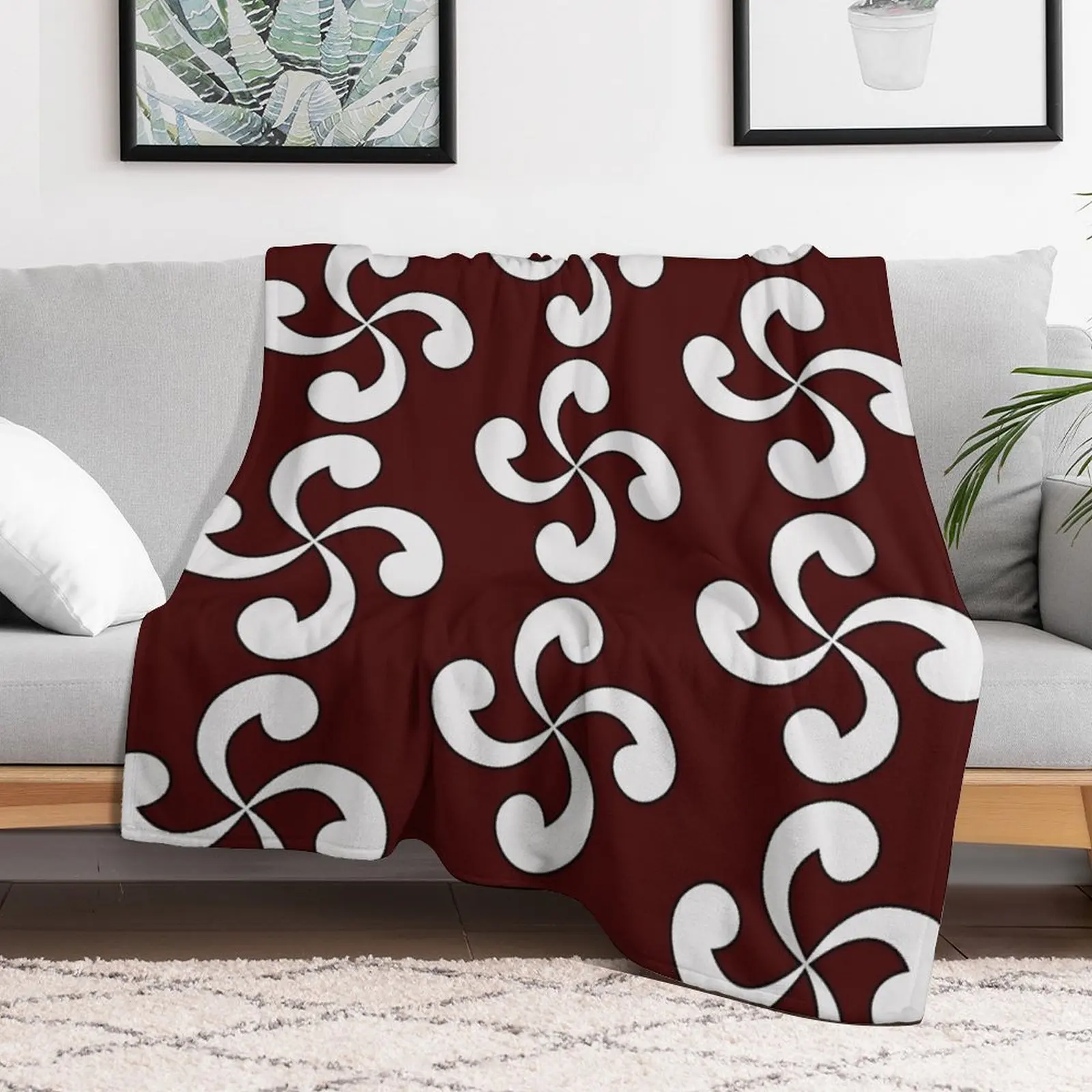 Lauburu (Basque Cross) Пледы для диванов Одеяла Украшения декоративных дизайнерских одеял