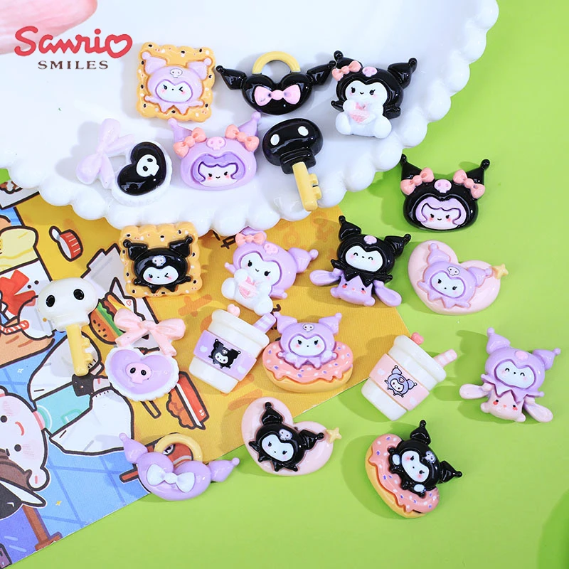 

10Pcs Kawaii DIY Accessories Kuromi Sanrio Anime Cute Phone Case Stationery Water Cup Suitcase Decoration Gifts Toys for Girls