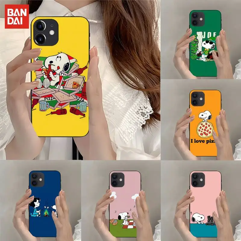 

Bandai Black Snoopy Dog Phone Case Fundas Shell for IPhone Mini Xs X Xr 6 6s 7 8 Plus 13 12 11 Pro Max SE2020 Trendy Cover Coque