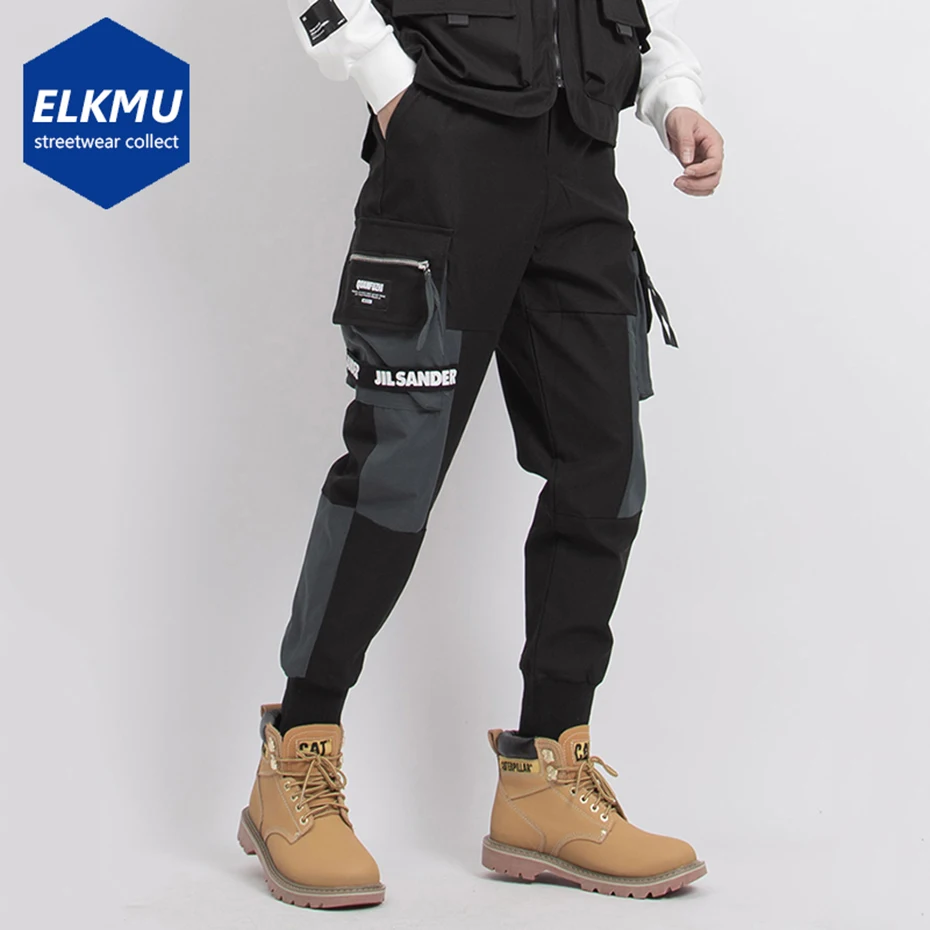 

Streetwear Hip Hop Joggers Harajuku Multi Pockets Cargo Pants Men Black Loose Casual Elastic Waist Sweatpants