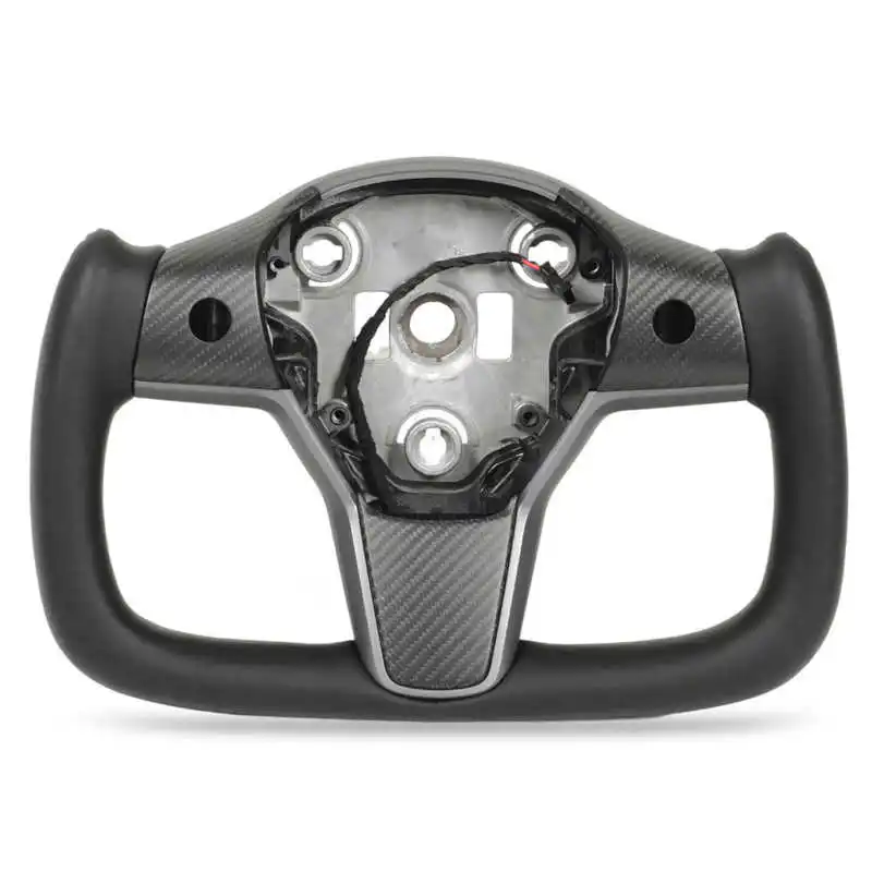 

Yoke Steering Wheel Sporty Racing Ellipse Type Heating Carbon Fiber Leather Steering Wheel for Tesla Model 3 2017‑2021