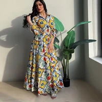 abayas for women dubai 2022 muslim fashion robe femme musulman printed long dress turkey islam african women slim fit clothing
