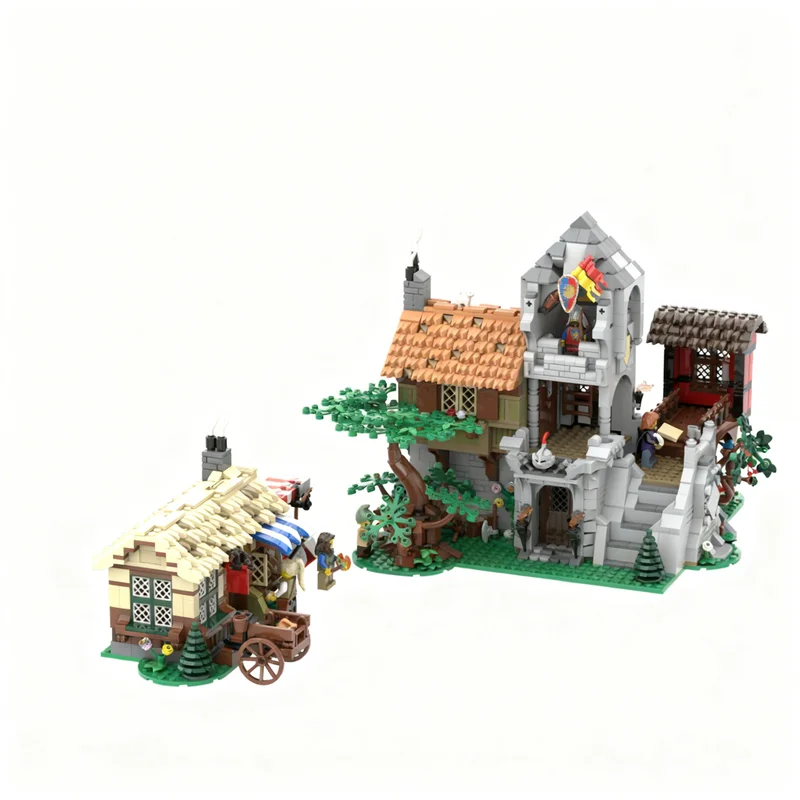 Фото 2371 деталь MOC: Замок Барона, Модель Рыцарского Замка, Конструктор, Рождественский Подарок, Идея для творчества, Образовательная игрушка, Сделай Сам №1
