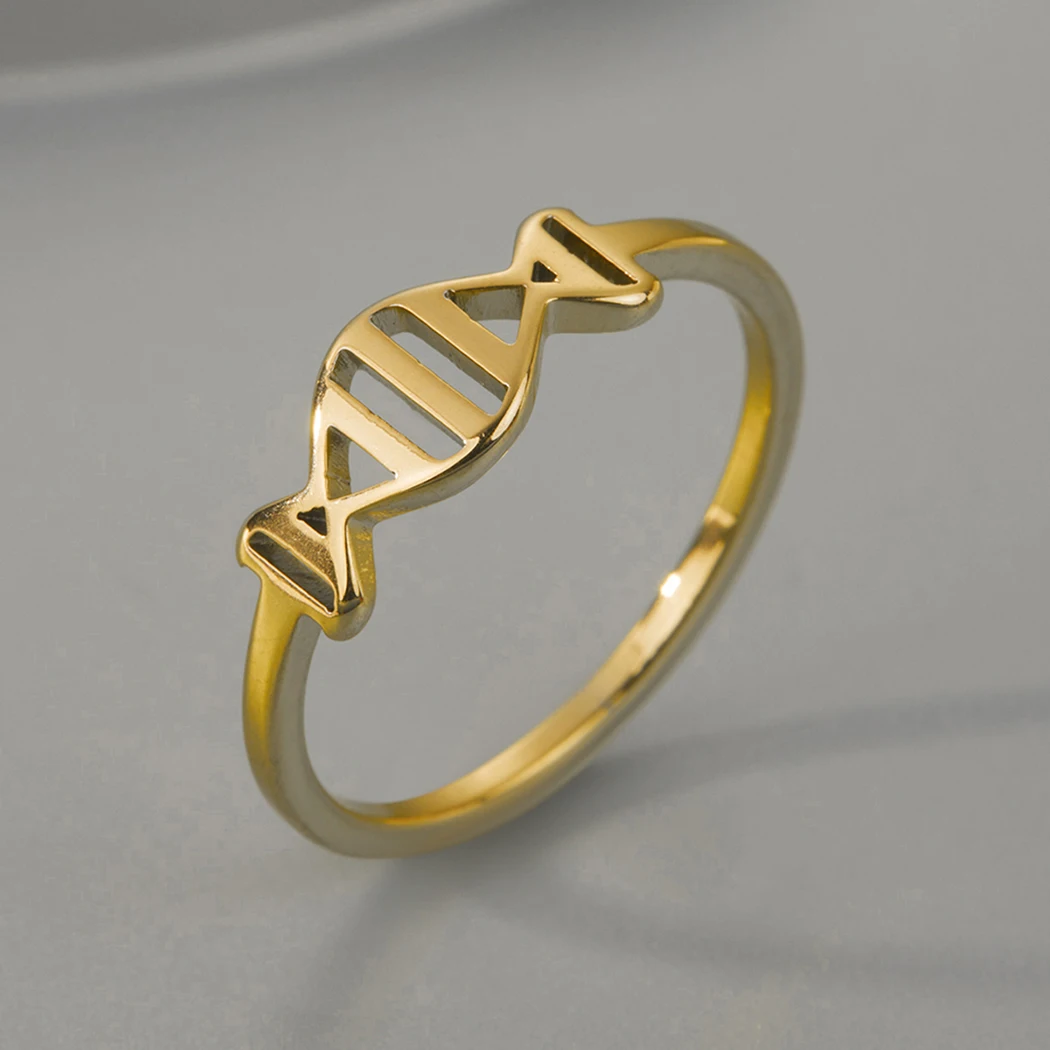 

CHENGXUN Hollow DNA Rings for Women Girls Stainless Steel Gothic Infinity Chemical Molecule Thumb Ring Jewelry Friends Gift