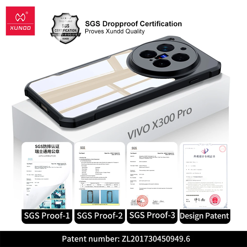 Фото Чехол XUNDD для VIVO X300 Pro, чехол для VIVO X200, подушка безопасности, противоударная защита камеры, прозрачная крышка с перемешивкой, защита от пальцев №5