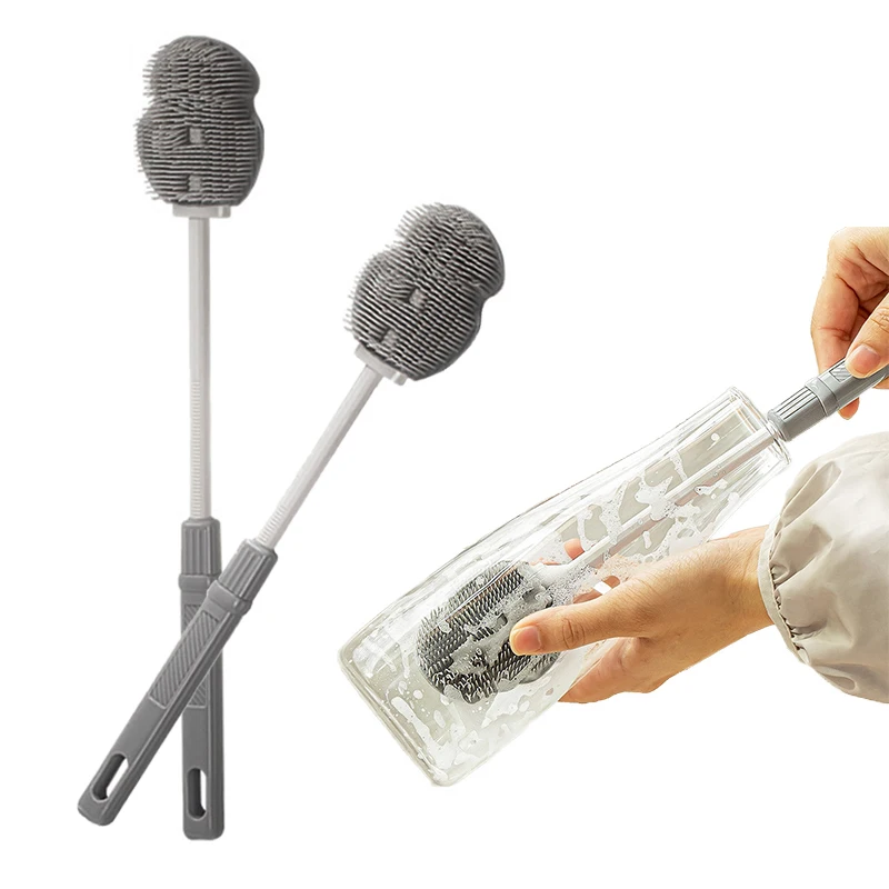 

Выдвижная щетка для чашек, силиконовая щетка для чистки бутылок с молоком, щетка для удаления накипи и нескользящей чашки, кухонные приспособления