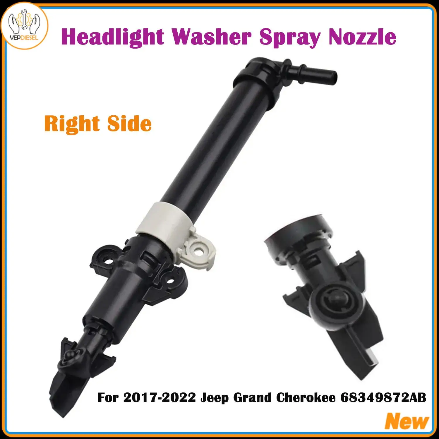 

1 шт., форсунка омывателя фар, правая сторона 68349872 AB на 2016-2022 годы Jeep Grand Cherokee новые автомобильные аксессуары