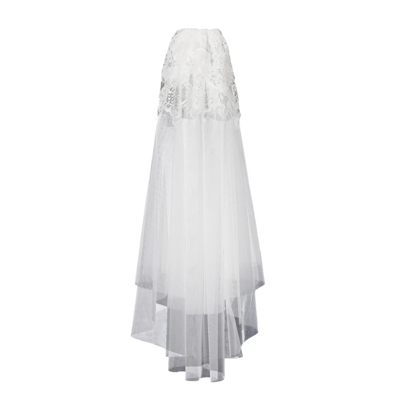 

Wedding Veil with Metal Comb 2 Layers Bridal Elbow Veils Lace Flower Layer