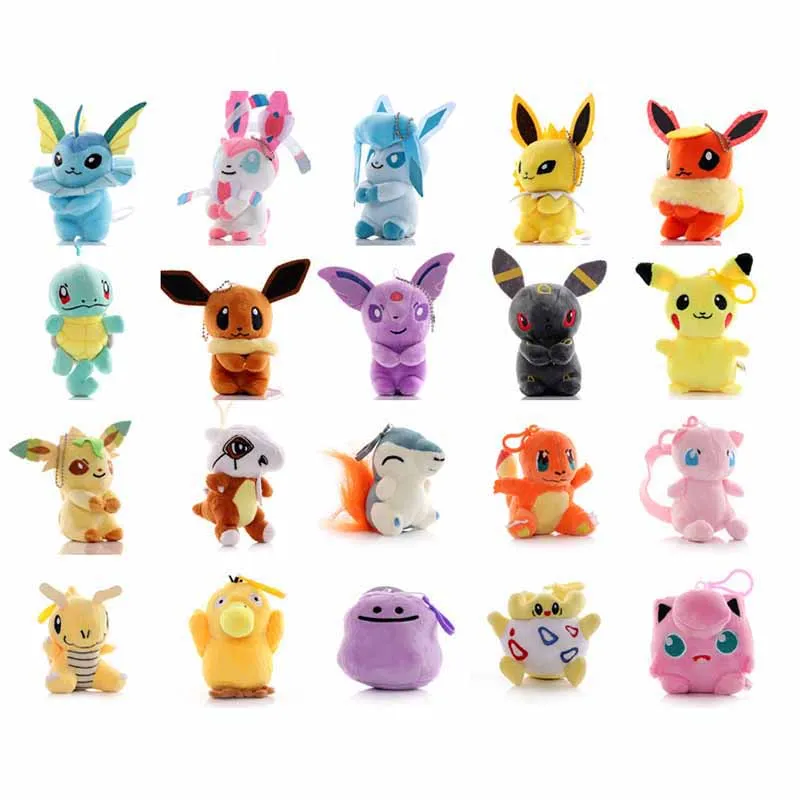 

Pokemon Anime Pikachu Stuffed Pendant Plush Doll Toy Keychain Ornaments Psyduck Snorlax Squirtle Eevee Espeon Kids Gift Decor