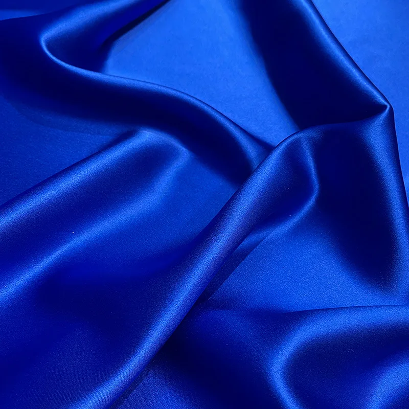 

Однотонная синяя плотная шелковая креп-ткань шириной 114 см и шириной 30 мм для лета и весны, платье, рубашка, одежда Чонсам H005
