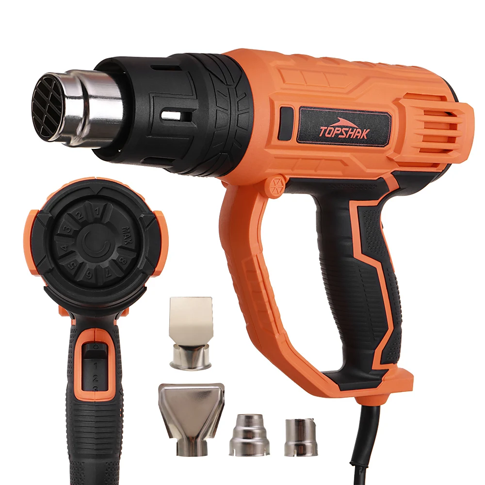 

2000W Hot Air Guns 8 Levels Temperature 3 Modes Heat Guns Kit W/4 Nozzles for Stripping Paint Removing Rusted Bolt Shrinking PVC