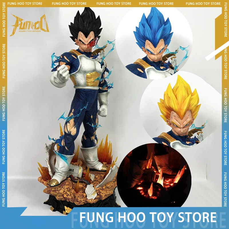

45cm Dragon Ball Z Vegeta Anime Figure Super Saiyan Four Heads Statue Figurine Model Doll Collection Ornament Toys Kids Gift