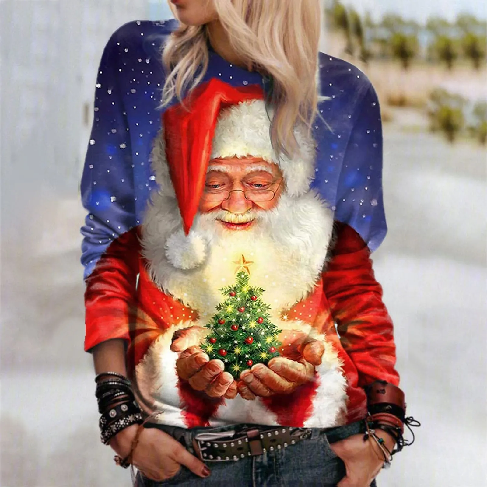 

Women's Sweatshirt Pullover Graphic Christmas Print Casual Sports 3D Print Active Streetwear Sweatshirts Athletic Works Sweater