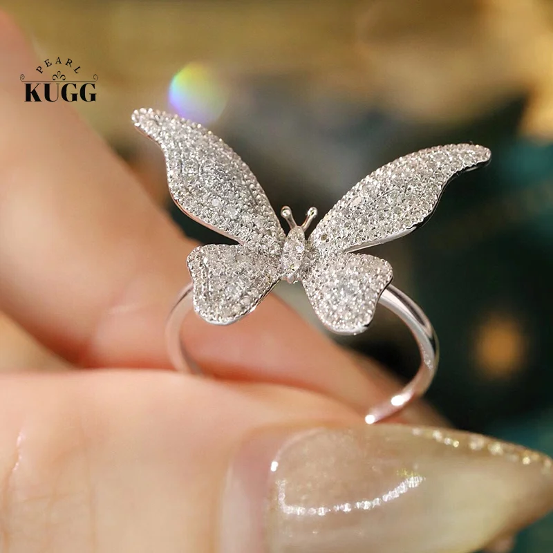 Кольца KUGG из 100% белого золота 18 карат романтическая форма бабочки 0 60 карата