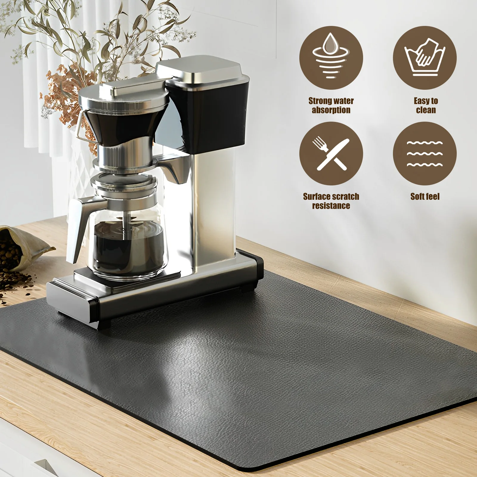Впитывающий кофейный коврик скрывающий пятна Резиновая подложка коврики для